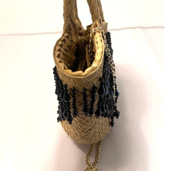 NWOT Zara mini woven beaded fringe bag - Picture 7 of 9